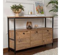 Console 3 abattants 120x29,5x77 cm naturel et noir