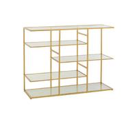Console 5 niveaux 120x40x91 cm en verre et métal doré - KIKA