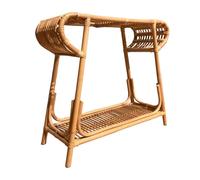 Console 80 cm forme trapèze arrondi en rotin naturel tressé - HAZEL Meubletmoi