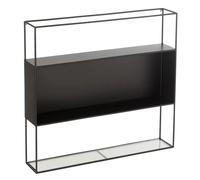 Console 80x15x75 cm en métal noir et verre - METTI