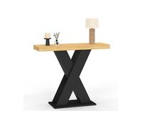 Console ALICIA plateau bois et pied X noir