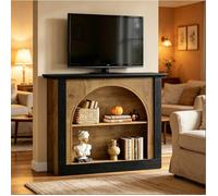 Console avec 2 niches ouvertes, design semi-ouvert, meuble TV et meuble d'entree pour salon bois noir et rustique - UVRION