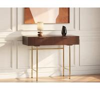 Console avec 2 tiroirs en bois de manguier et métal doré - Naturel foncé - SORDANA de Maison Céphy