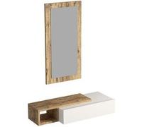 Console avec miroir en bois "Vien " - 82 x 29 x 15 cm - Blanc