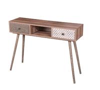 Console Baobab en MDF 2 tiroirs et 1 niche ouverte - L.100 cm x H.75 cm - Marron