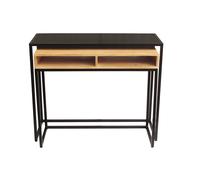 Console bureau d'appoint avec rangements casiers en bois manguier massif et métal noir L100 cm YPKA