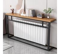 Console Canapé Radiateur, Meuble Étagère Multifonctionnel | Narrow Entryway Table with Wooden Board and Metal Frame, Space-Saving Storage Shelf for Living Room(Black,160x15cm/63x5.9in)