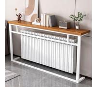 Console Canapé Radiateur, Meuble Étagère Multifonctionnel | Narrow Entryway Table with Wooden Board and Metal Frame, Space-Saving Storage Shelf for Living Room(White,80x20cm/31x7.9in)