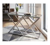 Console chrome plateau transparent 120x40 cm TRIANGLE