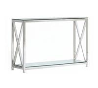 Console chrome verre trempé transparent 120x40x78 cm KENSY