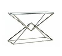 Console chrome verre trempé transparent 120x40x78 cm PYRAMID
