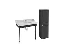 Console Cléo 1889 avec plan vasque 3 trous + colonne droite + mélangeur poignée lavabo chromé + siphon chromé