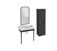 Console Cléo 1889 avec plan vasque 3 trous + colonne droite + miroir + mélangeur poignée lavabo chromé + siphon