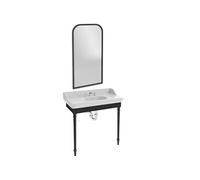 Console Cléo 1889 avec plan vasque 3 trous + miroir + mélangeur poignée lavabo chromé + siphon chromé