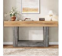 Console d’Entrée - Merax - Effet Bois Bicolore - avec Étagère Basse - Table Console 160 x 30 x 82,5 cm - pour Couloir et Salon