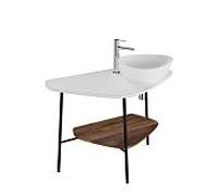 Console de lavabo VitrA Plural 62581 103,2 x 61,2 x 73 cm, à droite, étagère en noyer, plan de travail blanc cassé