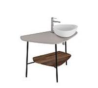 Console de lavabo VitrA Plural 62583 103,2 x 61,2 x 73 cm, à droite, étagère en noyer, plan de travail taupe mat