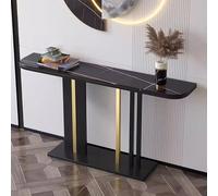 Console de rangement pour entrée, table d'appoint étroite avec plateau en imitation pierre - Console demi-lune idéale pour les espaces étroits, parfaite pour le salon, le couloir et l'entrée