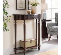 Console de rangement pour entrée, table d'appoint étroite, console demi-lune en noyer avec tiroirs, élégante table d'entrée pour salon, couloir et vestibule, 100 x 30 x 90 cm, design moderne