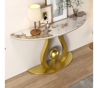 Console de Salon avec Plateau en Pierre Frittée et Cadre en Métal | Table d'entrée moderne de 35 cm de profondeur avec cadre en métal(Gold,100x35x80cm/39.3x13.7x31.5in)