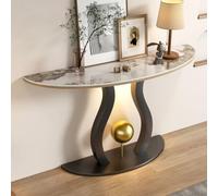 Console de Salon avec Plateau en Pierre Frittée et Cadre en Métal | Table d'entrée moderne de 35 cm de profondeur avec cadre en métal(Black,120x35x80cm/47.2x13.7x31.5in)