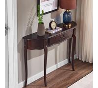 Console Demi-Lune en Bois avec Tiroir, Table Dentrée Semi-Circulaire De 90 Cm, Table Dappoint Blanche Vintage pour Canapé avec Pieds Sculptés Walnut 90cm/35.4in