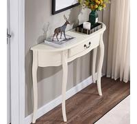 Console Demi-Lune en Bois avec Tiroir, Table Dentrée Semi-Circulaire De 90 Cm, Table Dappoint Blanche Vintage pour Canapé avec Pieds Sculptés White 100cm/39.4in