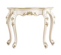 Console Demi-Lune, Table Dentrée Vintage Blanche Et Dorée De 118 Cm avec Sculptures Florales, Table Basse étroite en Demi-Cercle pour Couloir Gold 96cm/37.8in