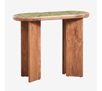 Console d'entrée 100x40 cm en bois d'acacia et carreaux Aitana Vert Melon - Marron Acacia