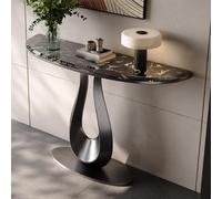 Console d'entrée en marbre Naturel, placée Directement Face de l'entrée ; Console Semi-Circulaire Contre Le Mur, Moderne doré Forme Demi-Lune(150 * 35 * 75cm/59.1 * 13.8 * 29.5in)