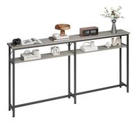 Console D'ENTREE-Meuble conosle - 2 Niveaux - Gris - avec Espace de Rangement - 180 cm - Derrière la Table Basse