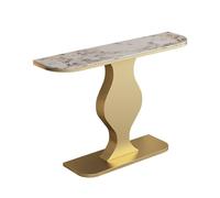 Console d'entrée Moderne en marbre Noir, Forme Demi-Lune, Table d'appoint étroite à Structure métallique, Console, Idéale pour Les couloirs, entrées, Halls et Salons(D,150cm/59.1in)