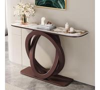 Console d'Entrée Moderne, Plateau Effet Marbre, Table Longue Étroite pour Canapé avec Pieds Métalliques Géométriques, Table Décorative pour Entrée, Couloir et Salon.(Coffee1,31.5x11.8x31.5in)