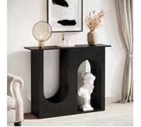 Console d'Entrée Noire à Design Arché,Tribesigns,100x30x90 cm,Console Meuble de Rangement avec Niches et Plateau,Pour Entrée,Salon