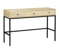 HOMCOM Table console table d'entrée structure en acier 3 tiroirs effet bois style industriel 120 x 39,8 x 78 cm naturel noir