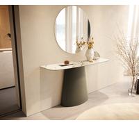 Console Edge forme bateau 140x40 cm Céramique Calacatta Luxe Weiß-Gold-Gris Conos Métal Effektfinish Titan