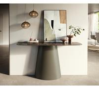 Console Edge forme bateau 140x40 cm Céramique Emperador Extra Lucidato Dunkelbraun Conos Métal Effektfinish Titan