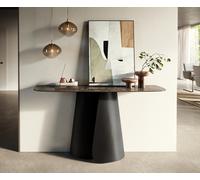 Console Edge forme bateau 140x40 cm Céramique Emperador Extra Lucidato Dunkelbraun Livos Métal Noir
