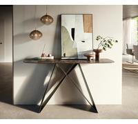Console Edge forme bateau 140x40 cm Céramique Emperador Extra Lucidato Dunkelbraun Velio Métal Effektfinish Titan