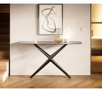 Console Edge forme bateau 140x40 cm Céramique Gris béton Estelo Métal Noir