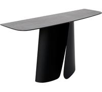 Console Edge forme bateau 140x40 cm Céramique Gris béton Livos Métal Noir
