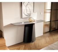 Console Edge forme bateau 140x40 cm Céramique Gris béton Livos Métal Noir