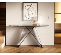 Console Edge forme bateau 140x40 cm Céramique Gris béton Velio Métal Noir