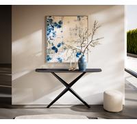 Console Edge forme bateau 140x40 cm Céramique Laminam® Nero Greco Anthrazit Estelo Métal Noir