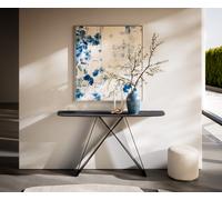 Console Edge forme bateau 140x40 cm Céramique Laminam® Nero Greco Anthrazit Velio Métal Noir