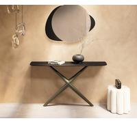 Console Edge forme bateau 140x40 cm Céramique Laminam® Noir Desir Braun Estelo Métal Effektfinish Titan