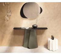 Console Edge forme bateau 140x40 cm Céramique Laminam® Noir Desir Braun Livos Métal Effektfinish Titan