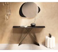 Console Edge forme bateau 140x40 cm Céramique Laminam® Noir Desir Braun Velio Métal Effektfinish Titan