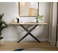 Console Edge forme bateau 140x40 cm Céramique Laminam® Sabbia Eichefarbig Estelo Métal Noir