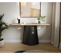Console Edge forme bateau 140x40 cm Céramique Laminam® Sabbia Eichefarbig Livos Métal Noir